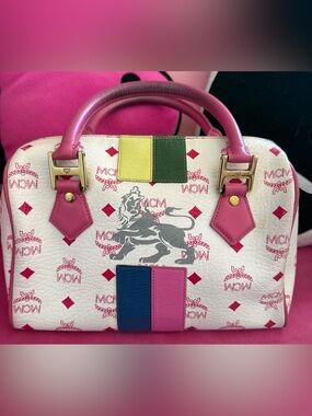 MCM | RARE Multicolour Monogram Lion Boston Satchel